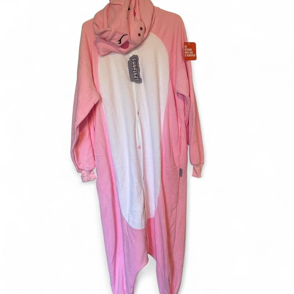Pink & White Pig Onesie Pajama